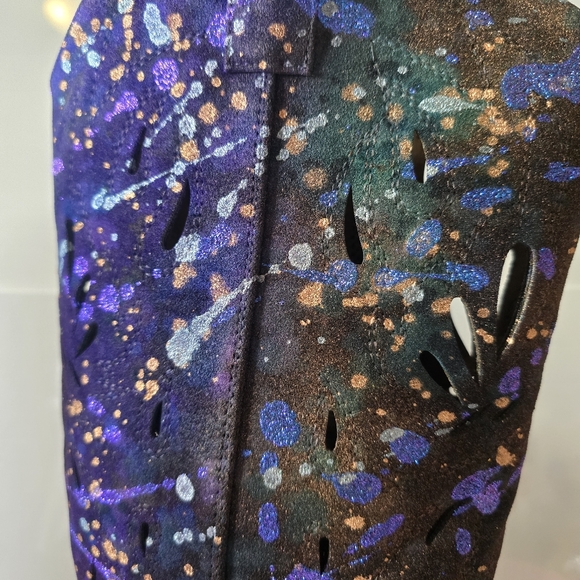 HANDCRAFTED Upcycled Size 9.5 Cowgirl Boots HANDPAINTED Peekaboo Cutouts Boots - Picture 9 of 17